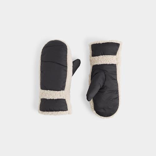 Black Sherpa Puff Mitten