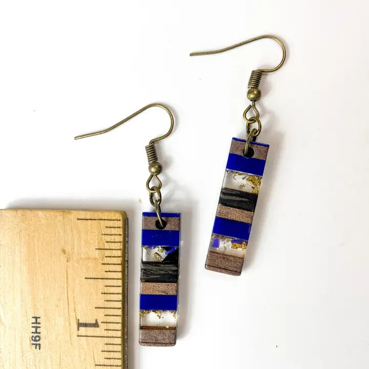 Blue Gold Flake Stack Earrings