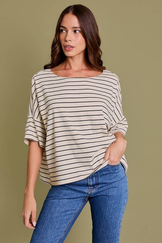 Boat Neck Striped Tee