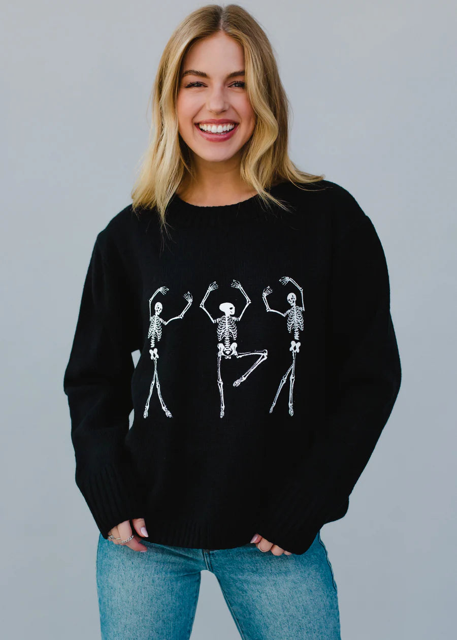 Black Dancing Skeleton Sweater