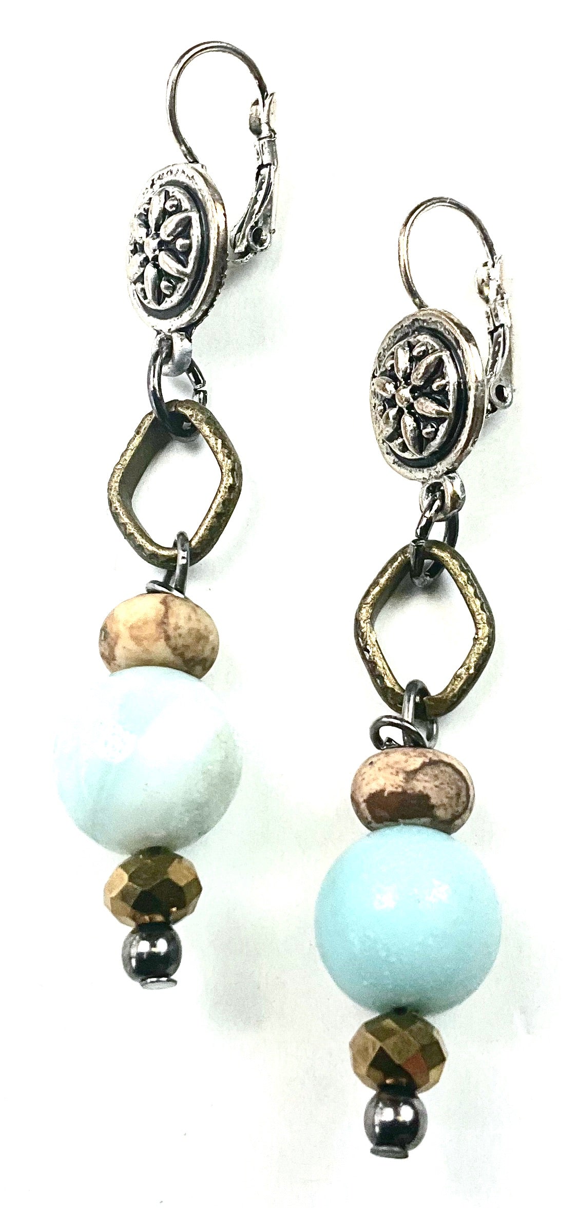 Flower Disc Dangle Earrings