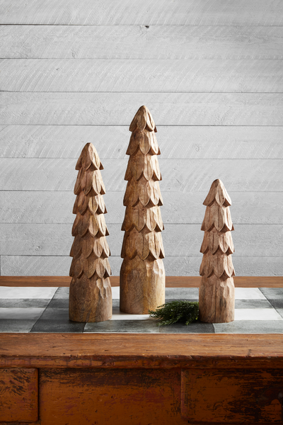 Carved Mango Wood Pine Tree