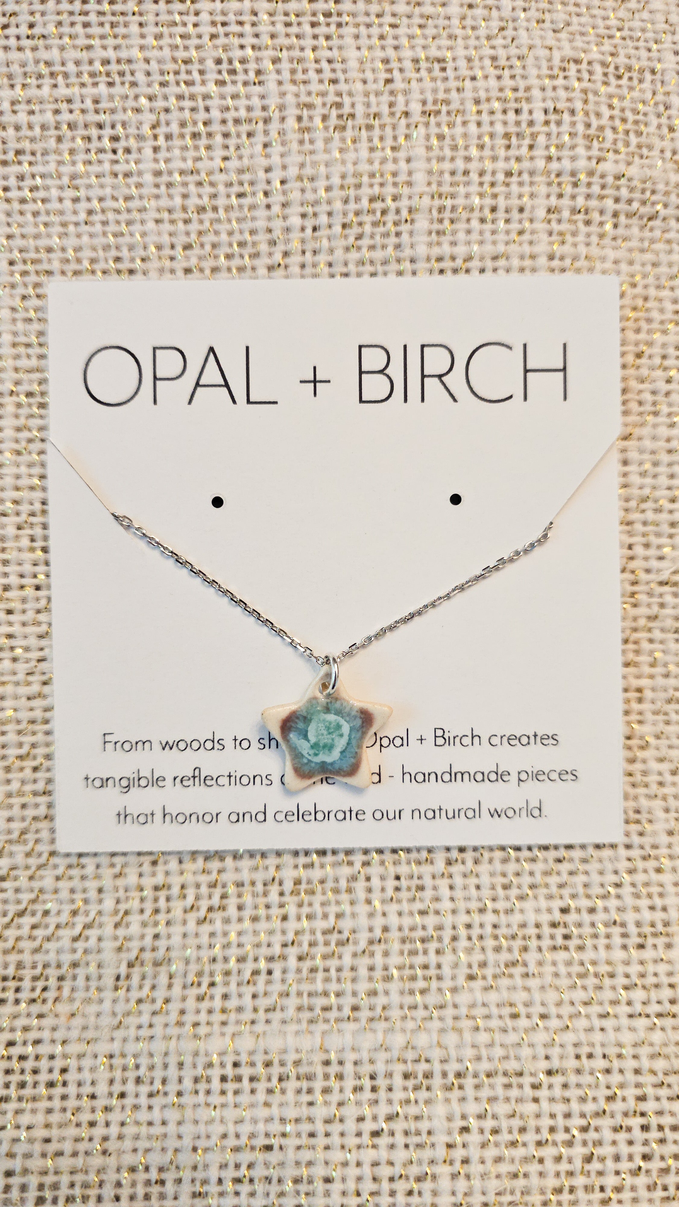 Ceramic Star Necklace on Sterling Silver Chain