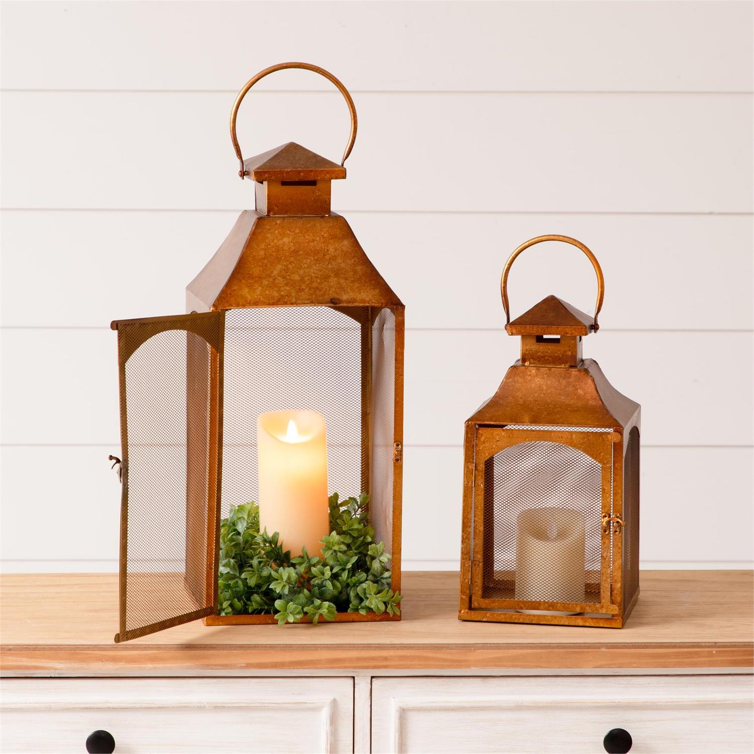 Copper Lantern with Mesh Sides