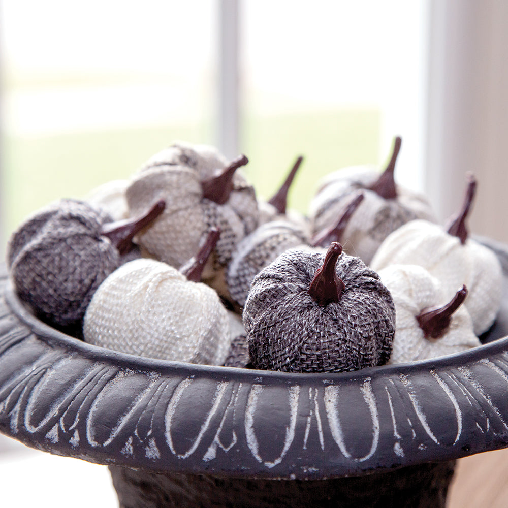 Cream & Gray Burlap Pumpkins