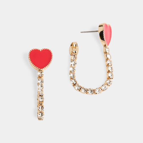 Dazzle Loop Heart Gold Earrings