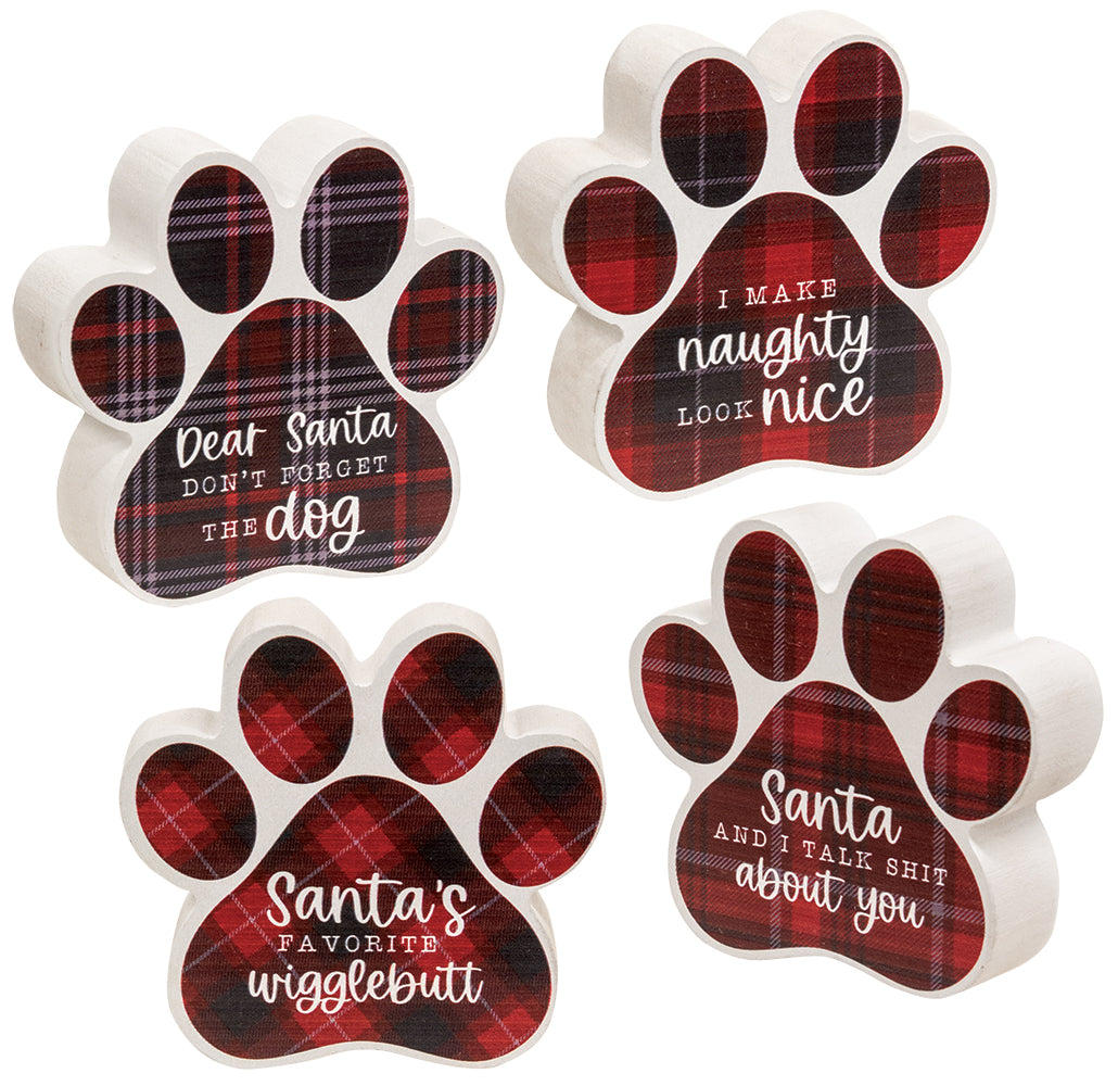 Dear Santa Plaid Pawprint Sitter