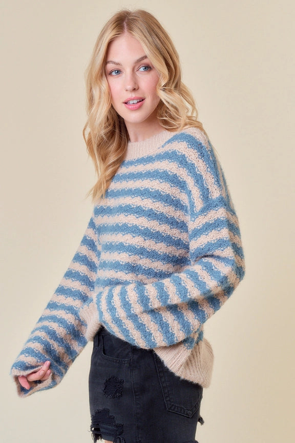 Destiny Blue Striped Sweater