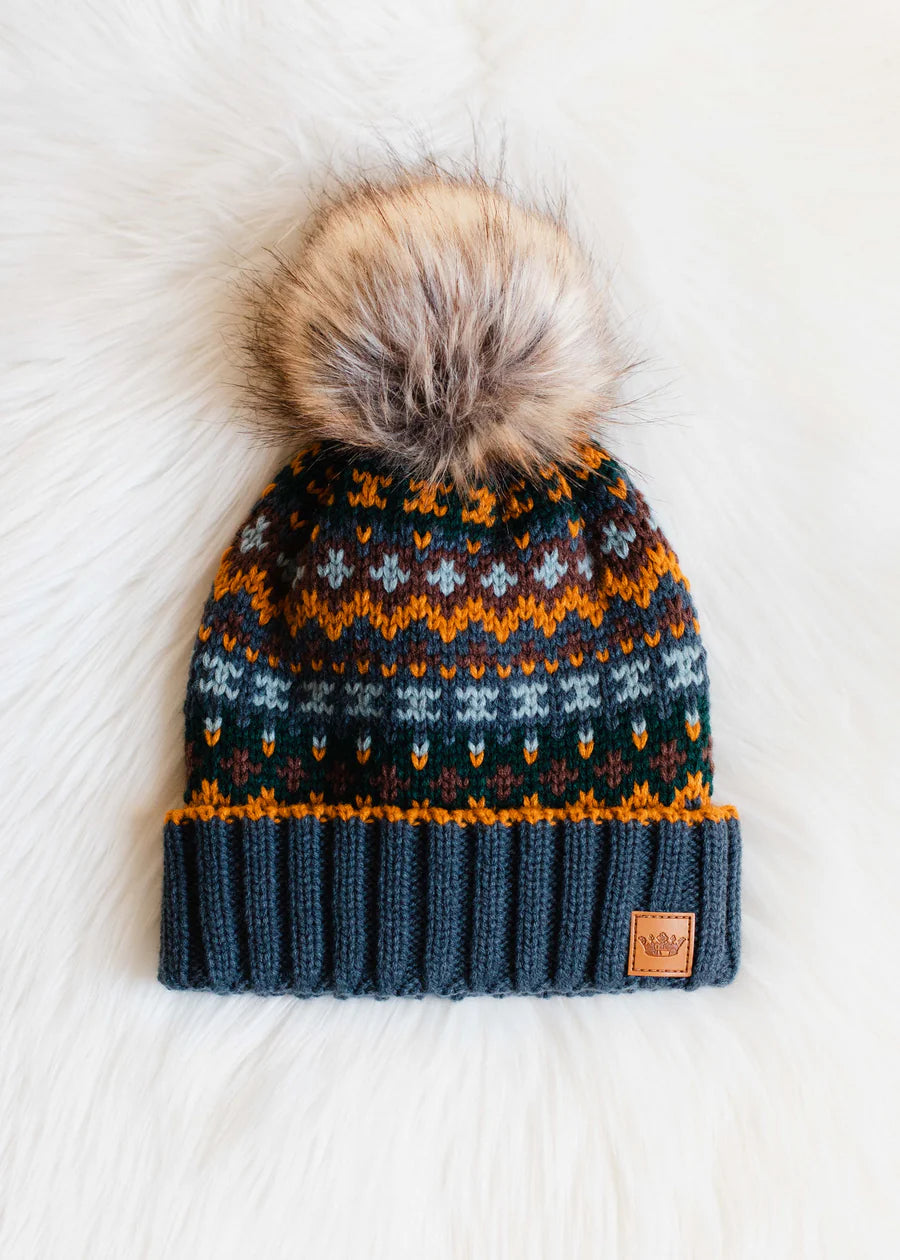 Dusty Blue POM Beanie Hat