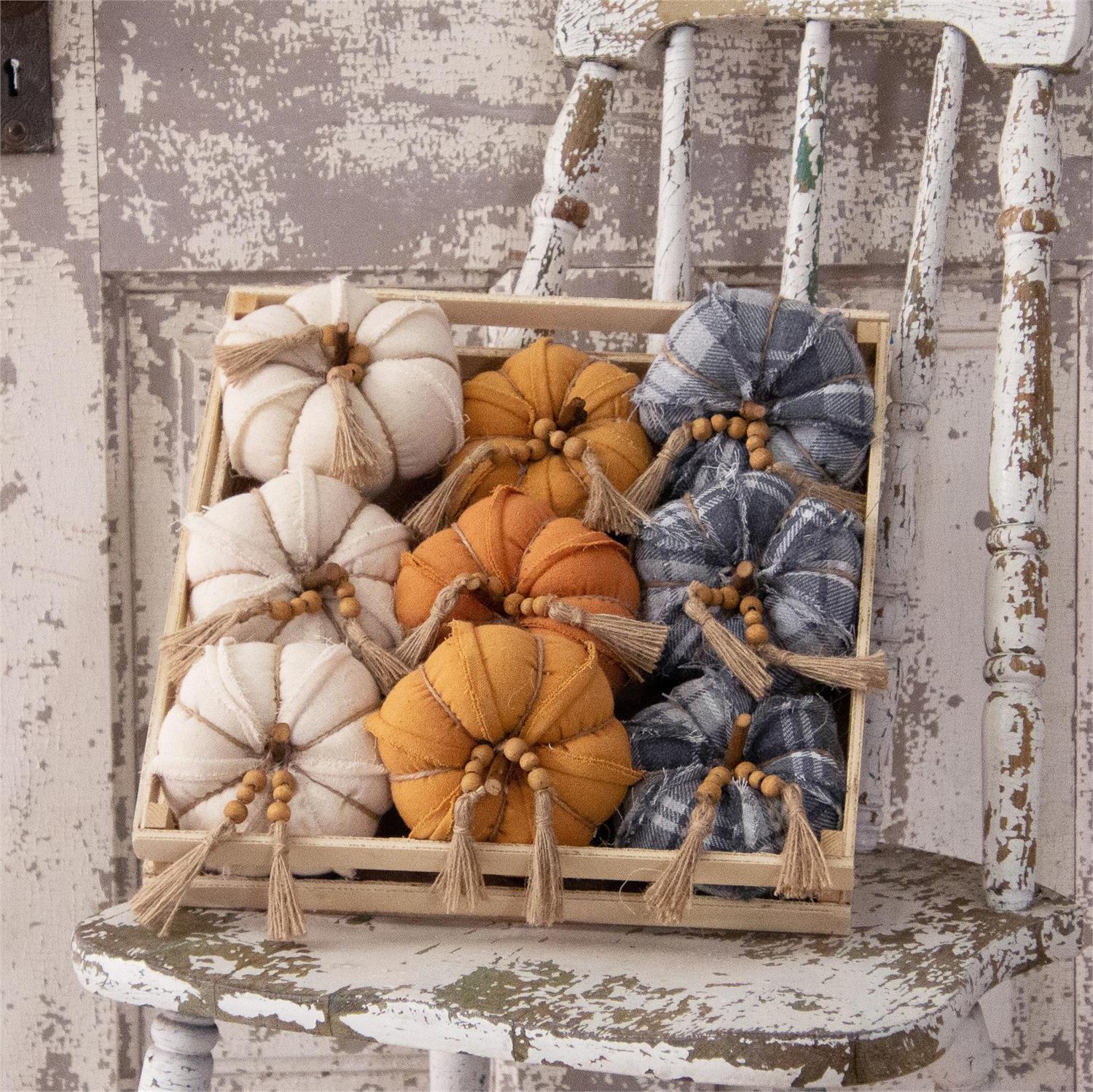 Fabric Pumpkins with Farmhouse Bead Tassels