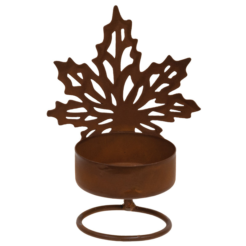 Fall Leaf Rusty Tealight Holder