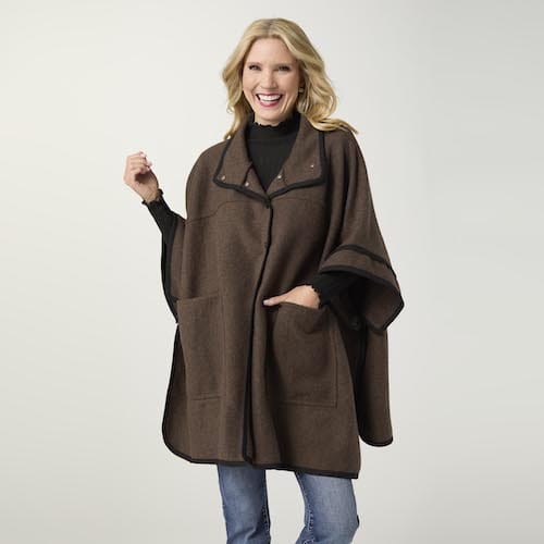 Flynn Chocolate Snap Front Wrap with Pockets