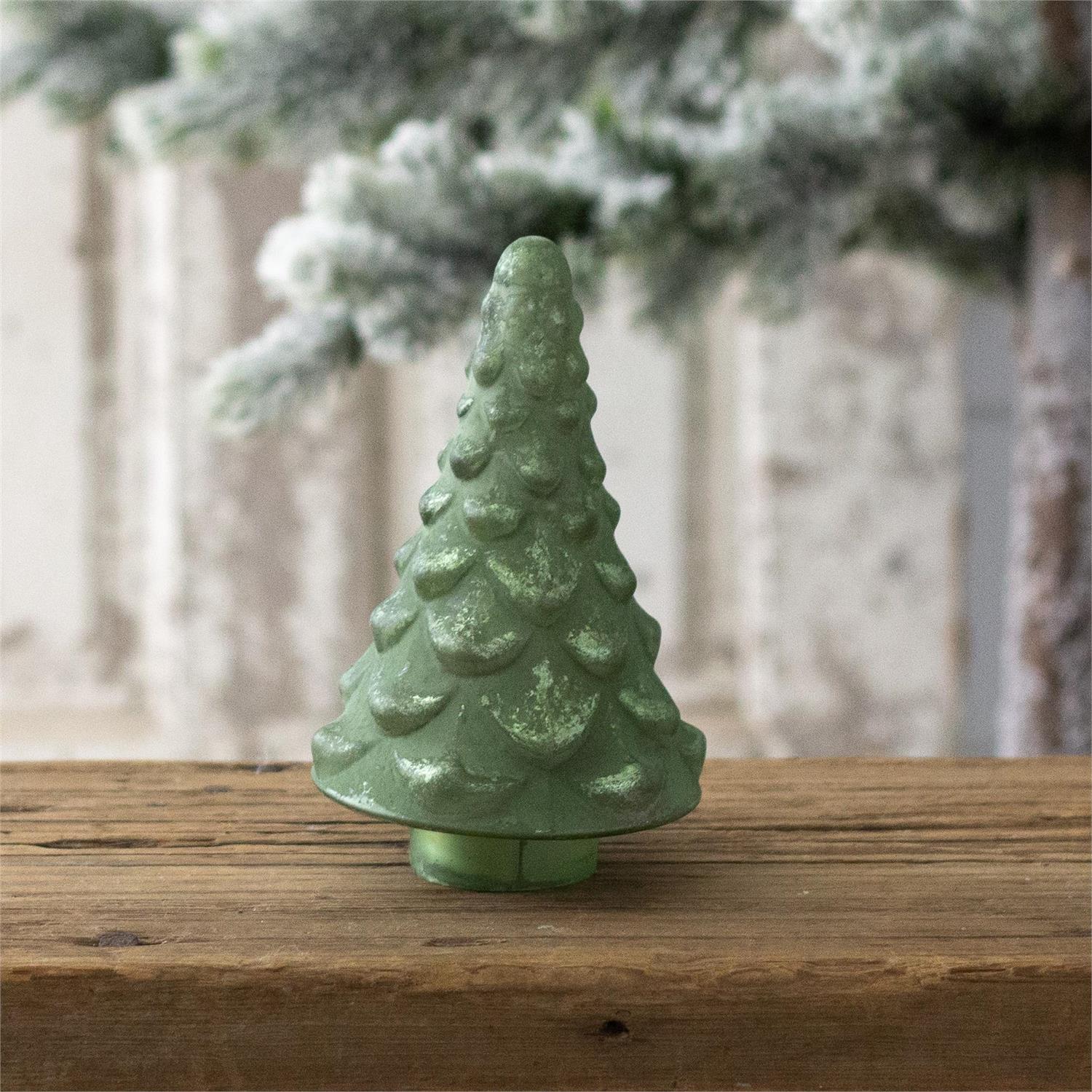 Frosty Green Mercury Glass Tree Small