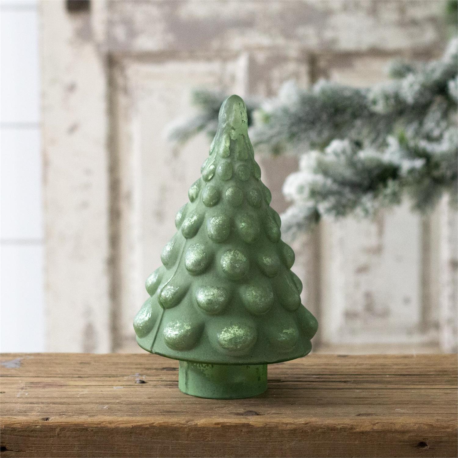 Frosty Green Mercury Glass Tree Large