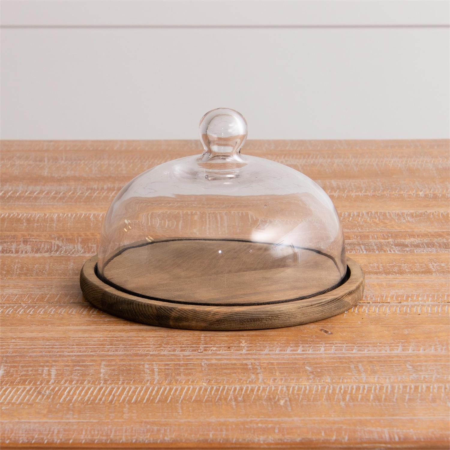 Glass Cloche with Wood Base