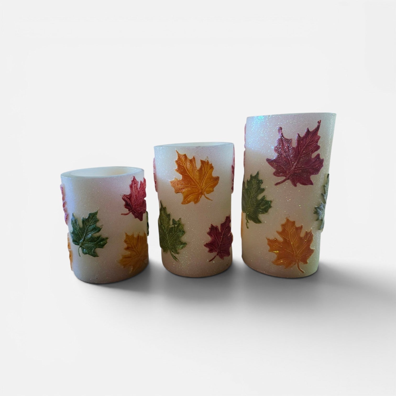 Glitter Fall Leaf Flameless LED Candle
