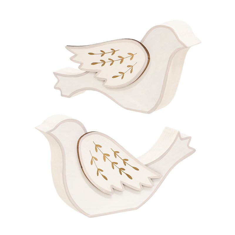 Gold Leaf Wooden Dove Sitters