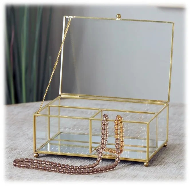 Gold Frame & Glass Jewelry Box