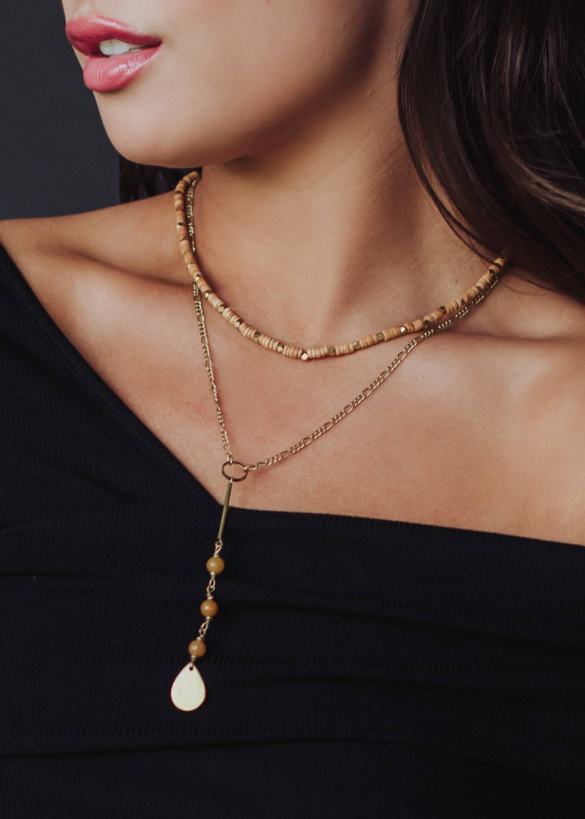 Gold Layered Lariat Necklace