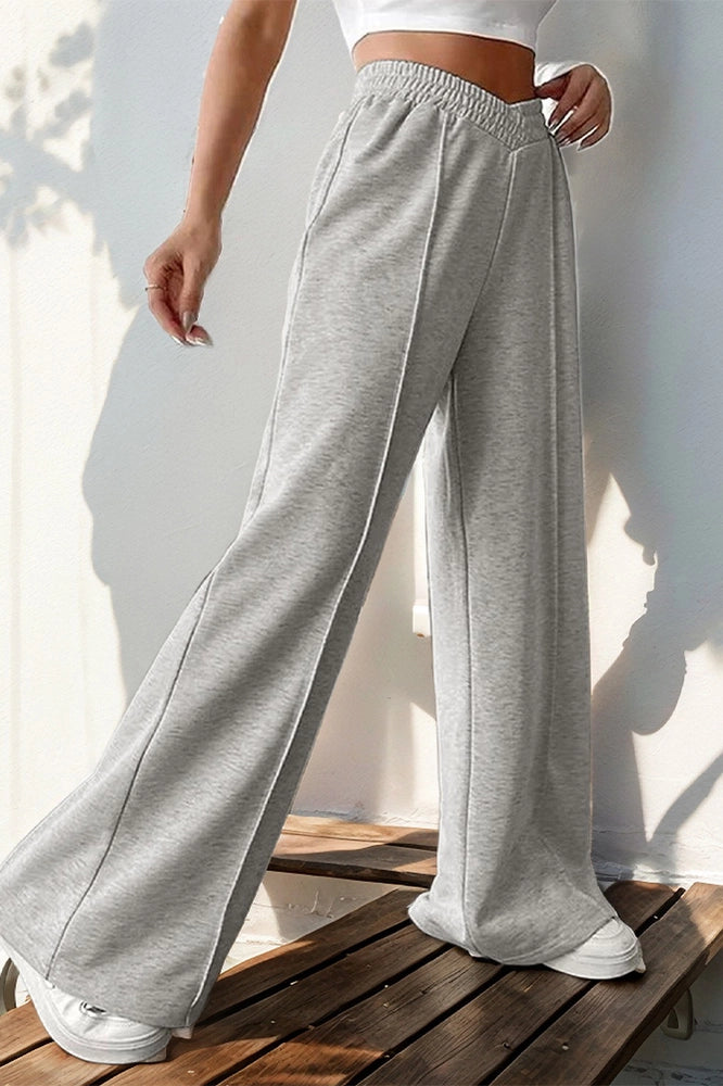 Grey High Waist Wide Leg Pants