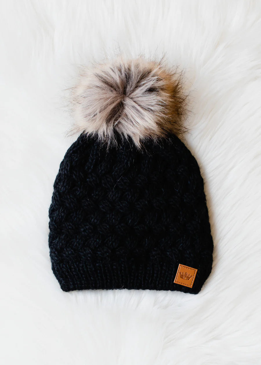 Black POM Beanie Hat