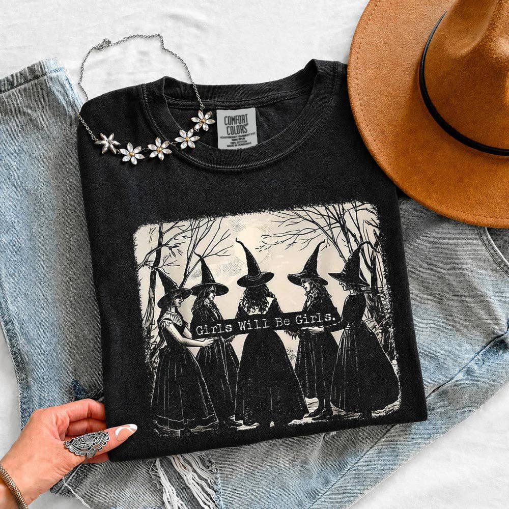 Halloween Witches Girls Will Be Girls Tee