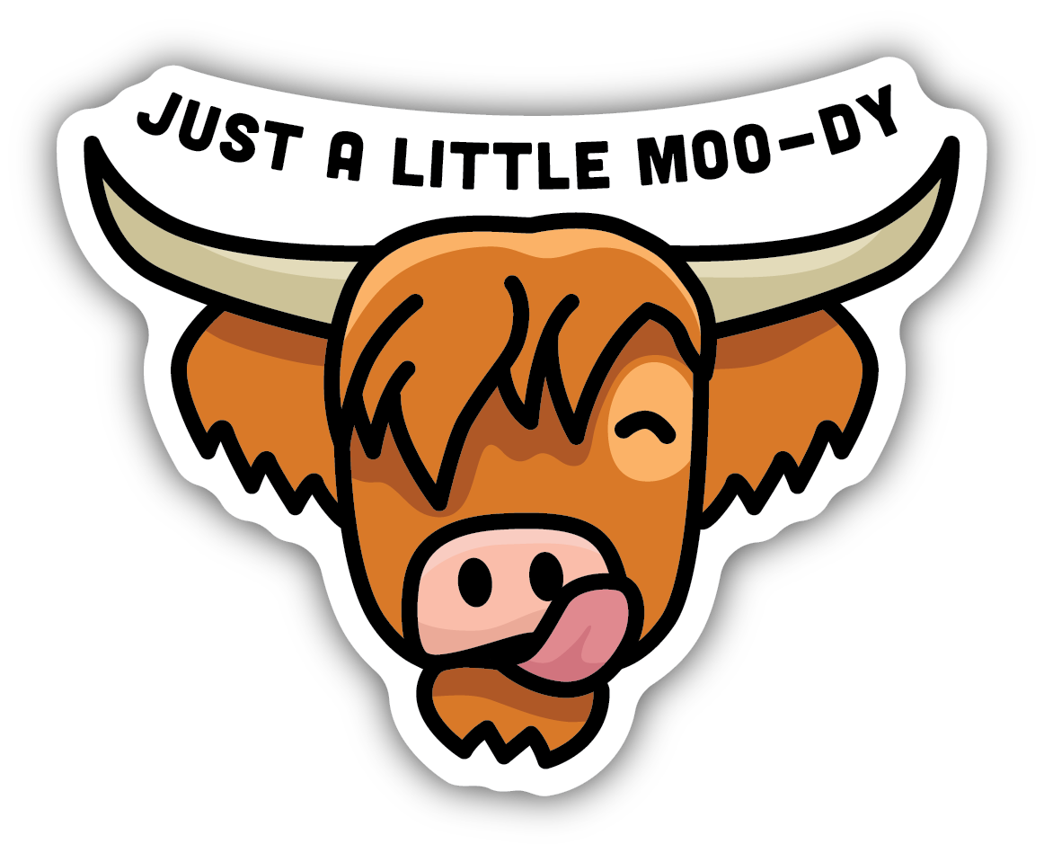 Highland Cow MOO-dy Vinyl Sticker