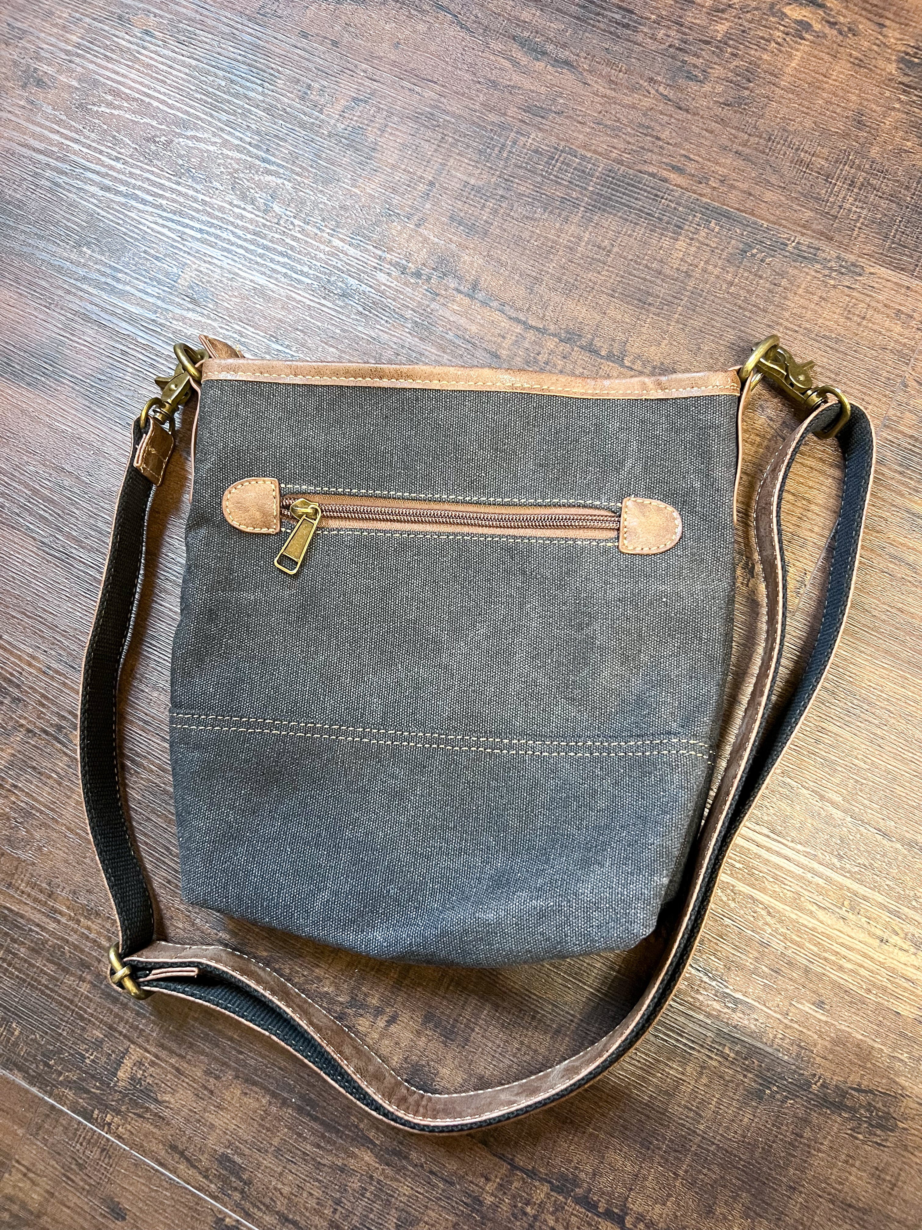 Black & Grey Canvas Sling Purse