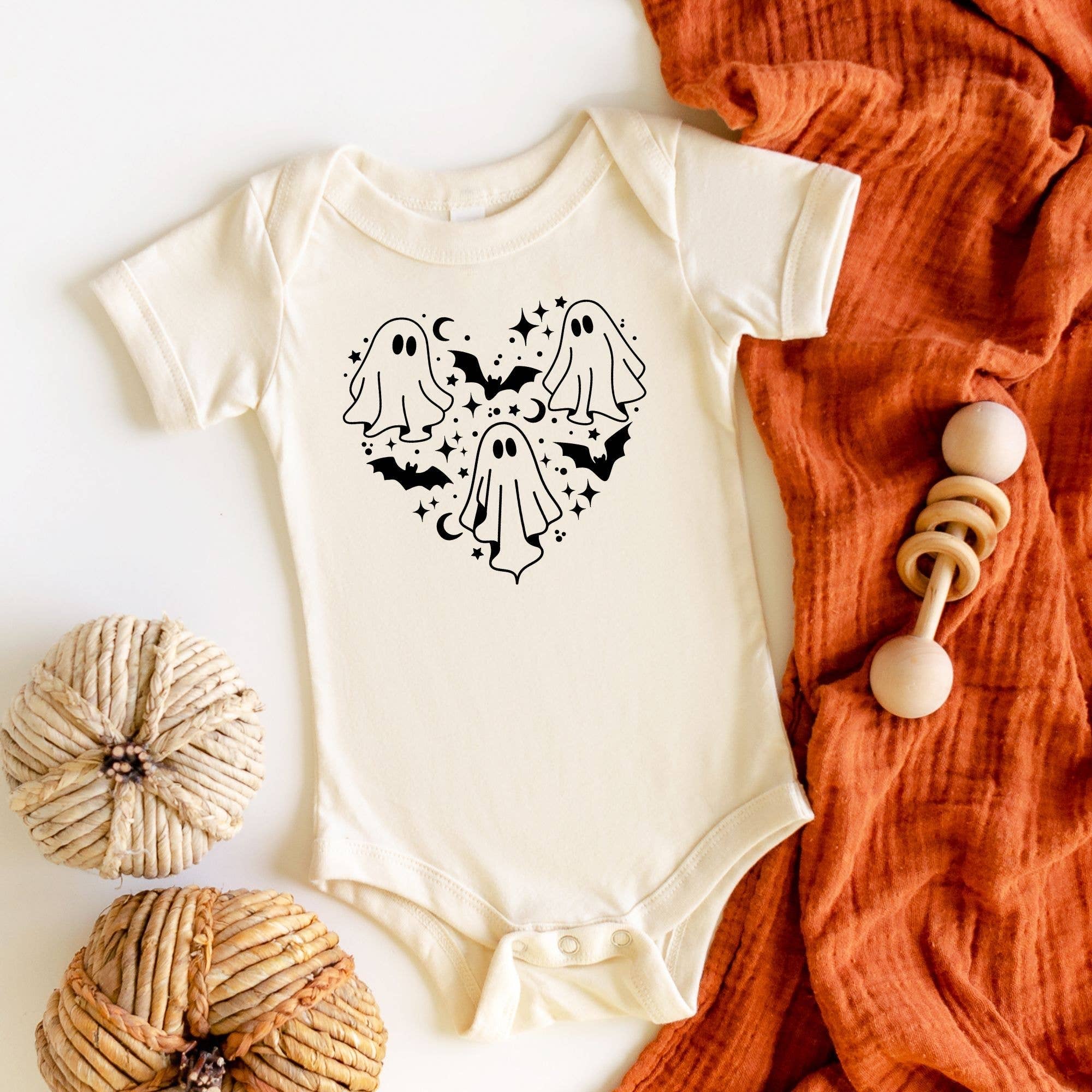 Halloween Ghost Heart Long Sleeve Baby Bodysuit