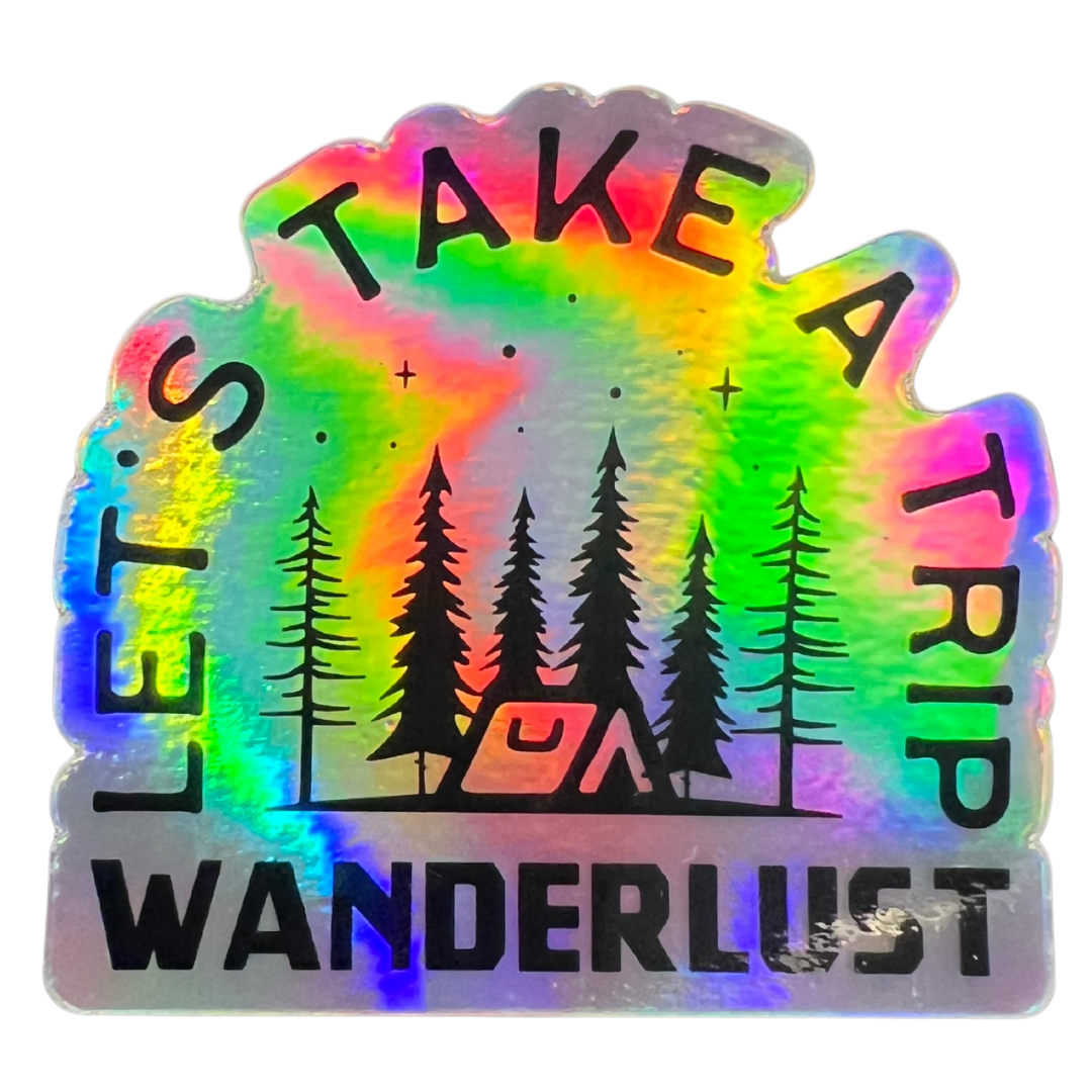 Wanderlust Holographic Sticker