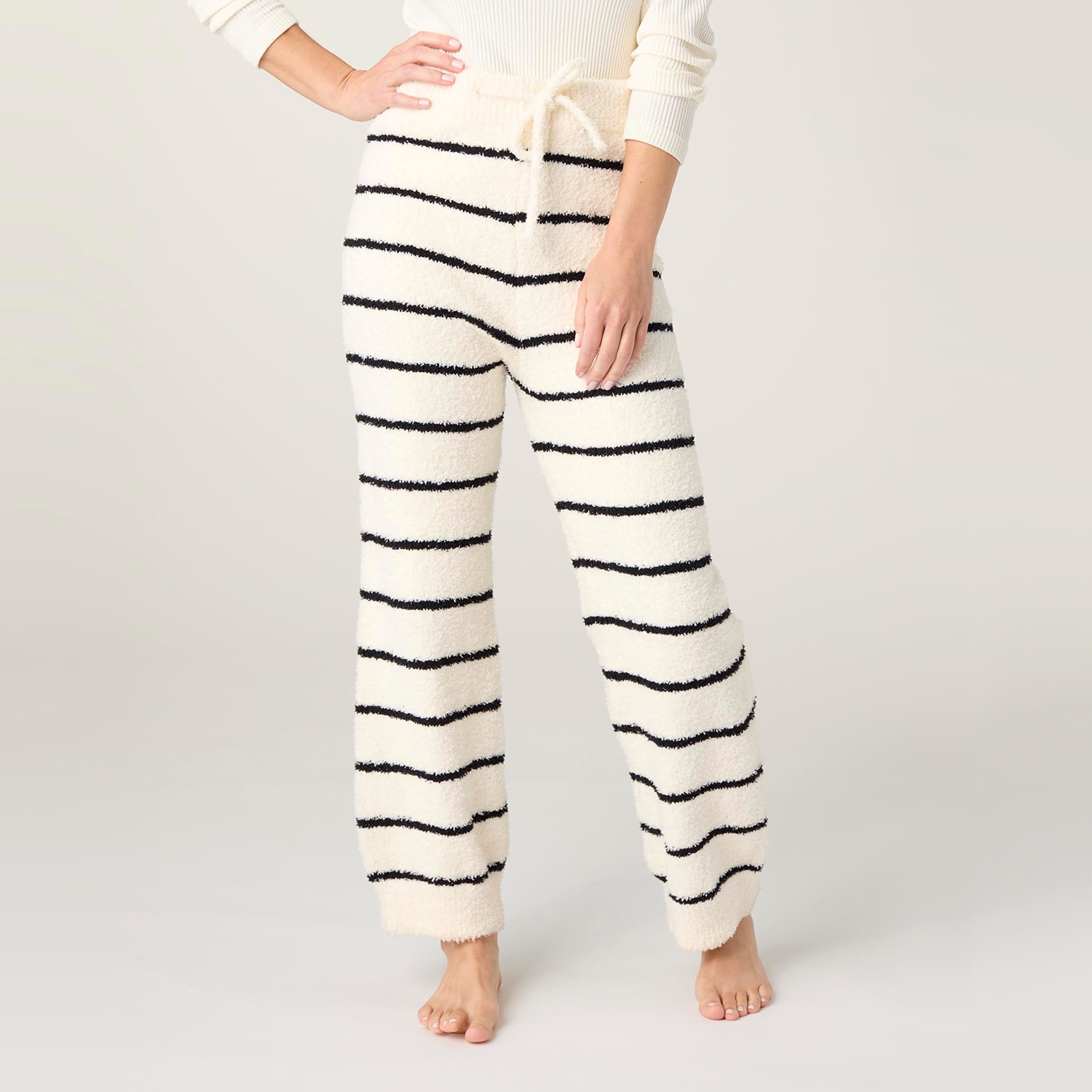 Laidback Black Stripe Luxe Drawstring Pants by CoCo+Carmen