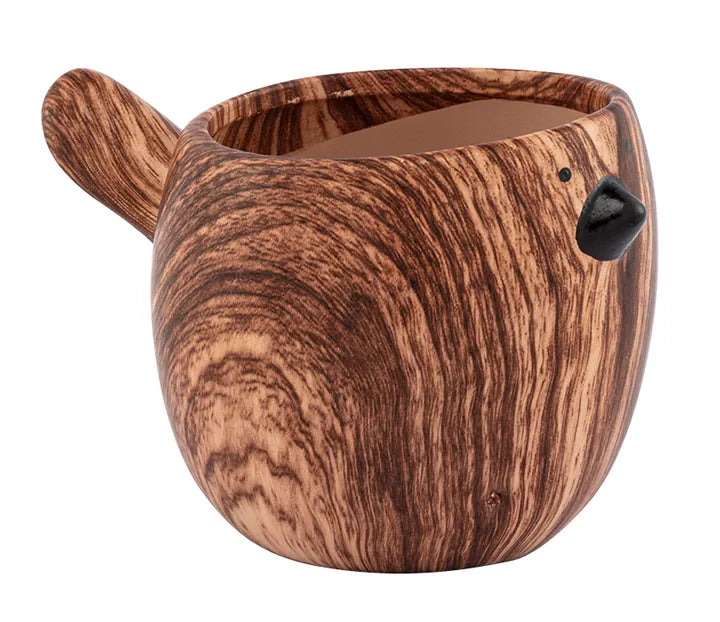 Large Wood Grain Bird Planter Dark Brown