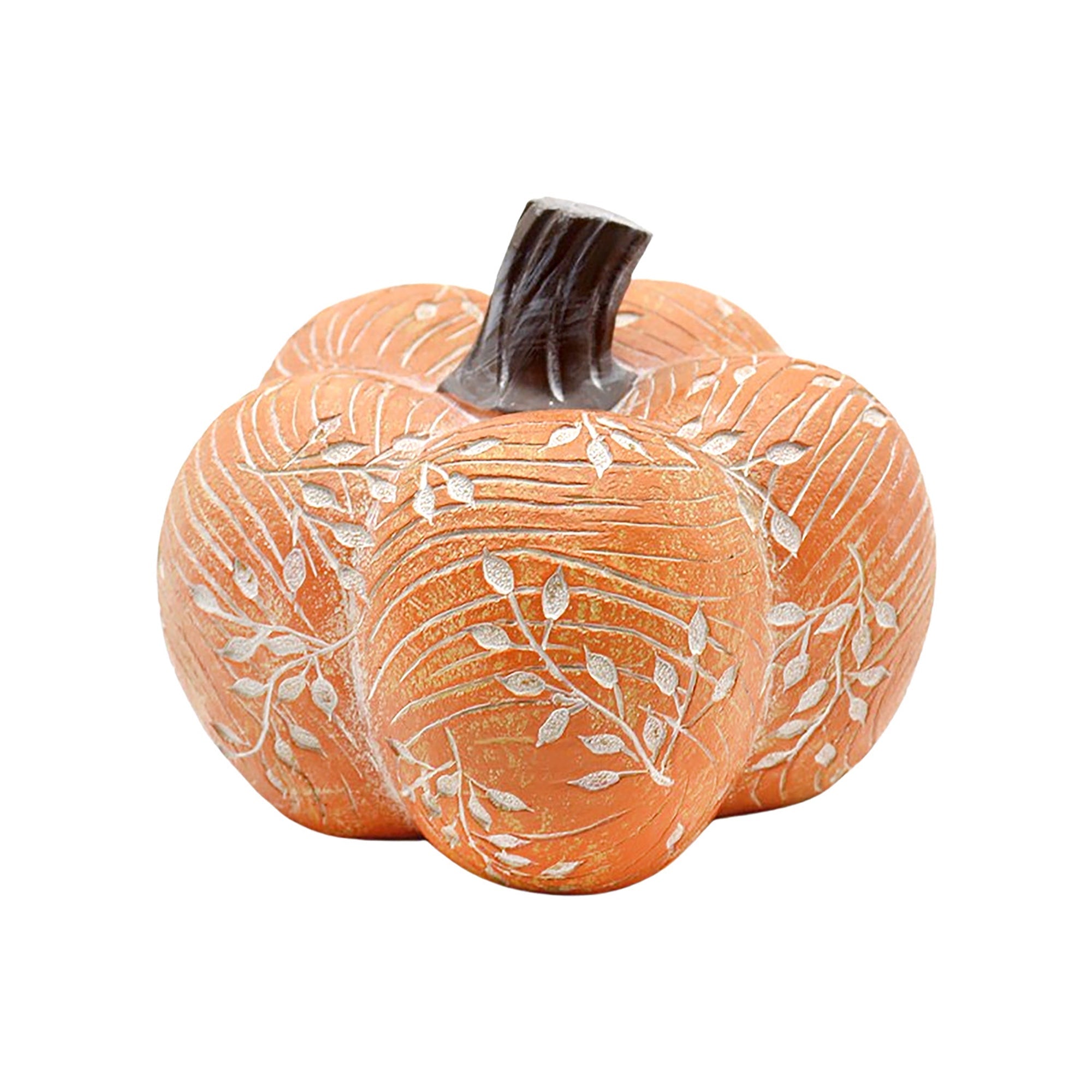 Leaf-Engraved Orange Pumpkin