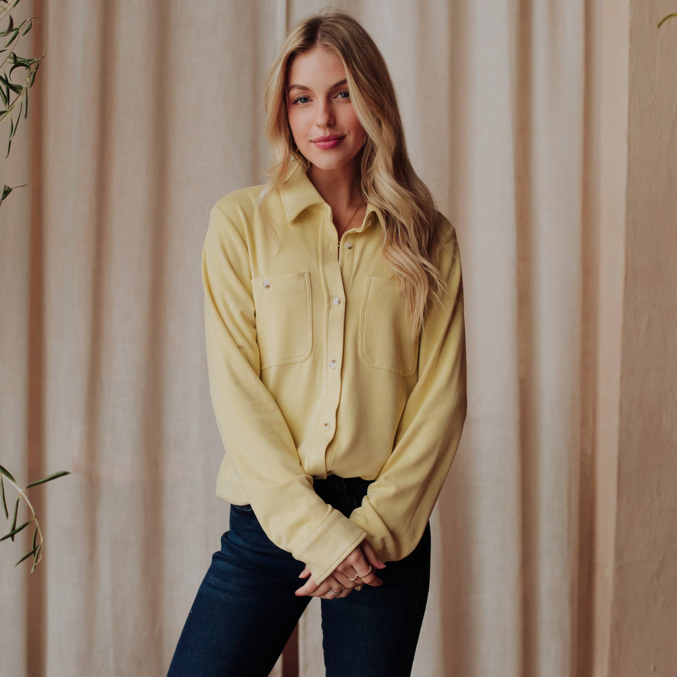 Light Yellow Super Soft Button Up