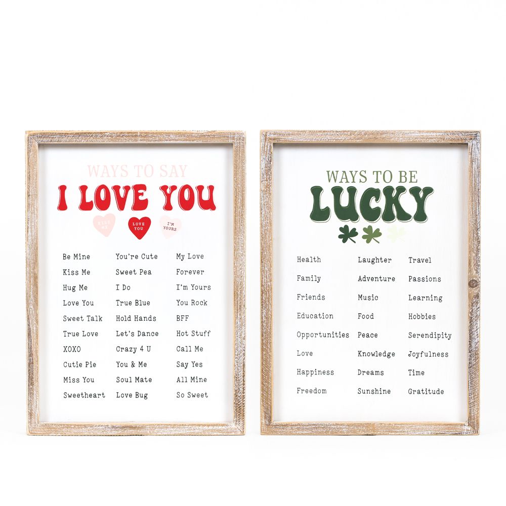 Love/Lucky Ways To Say Reversible Sign