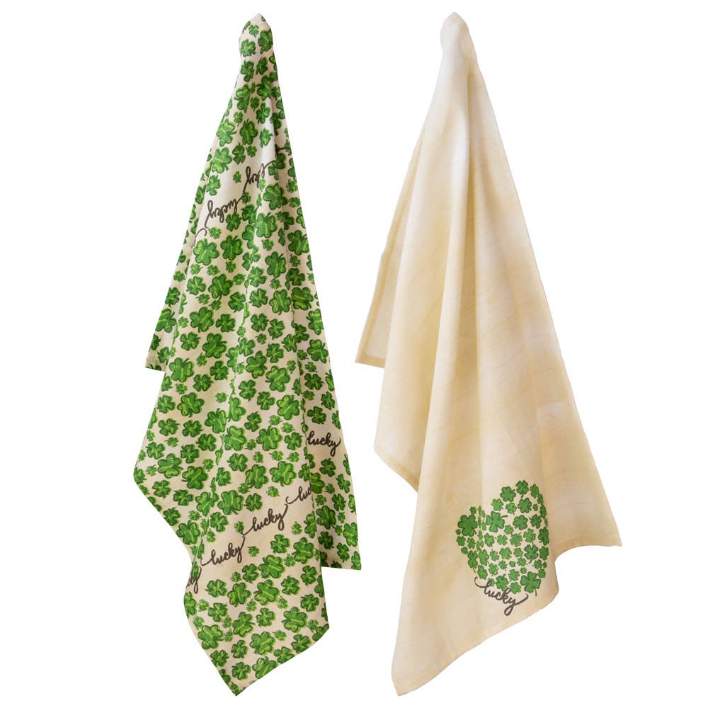 Lucky Shamrock Cotton Tea Towels - Set of 2