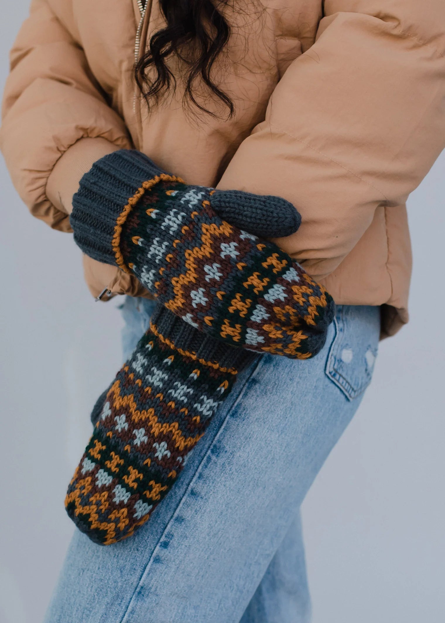 Dusty Blue Knit Mittens