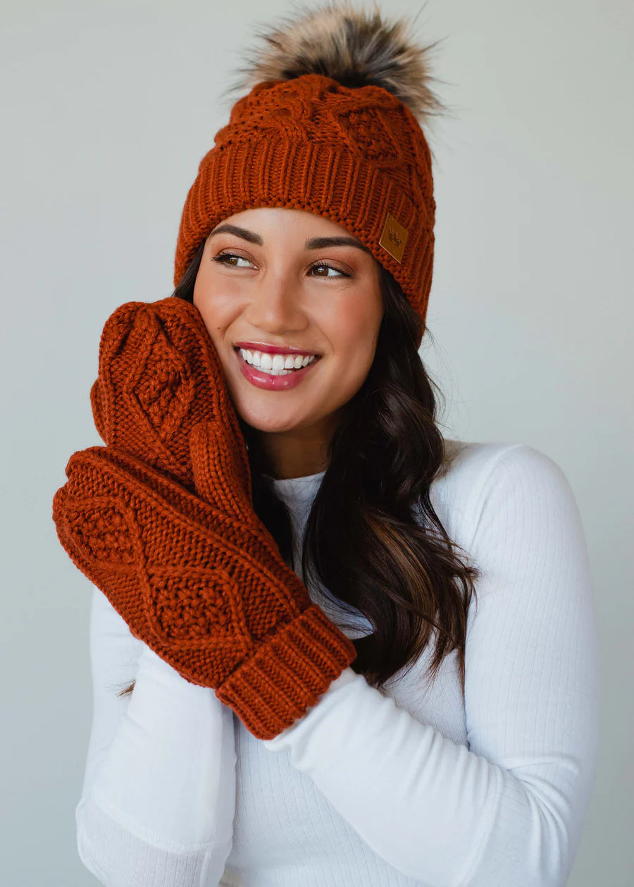 Rust Knit Mittens