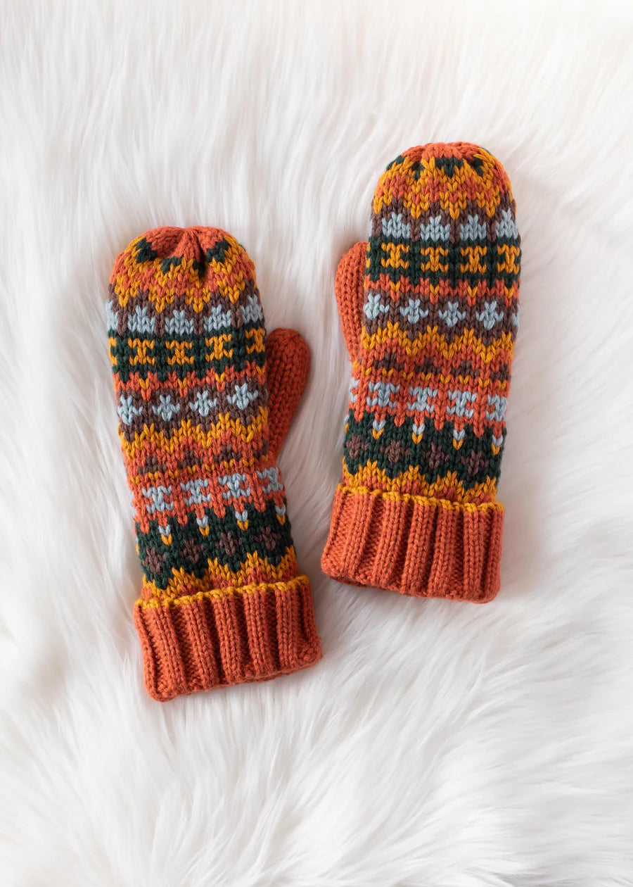 Colorful Rust Knit Mittens