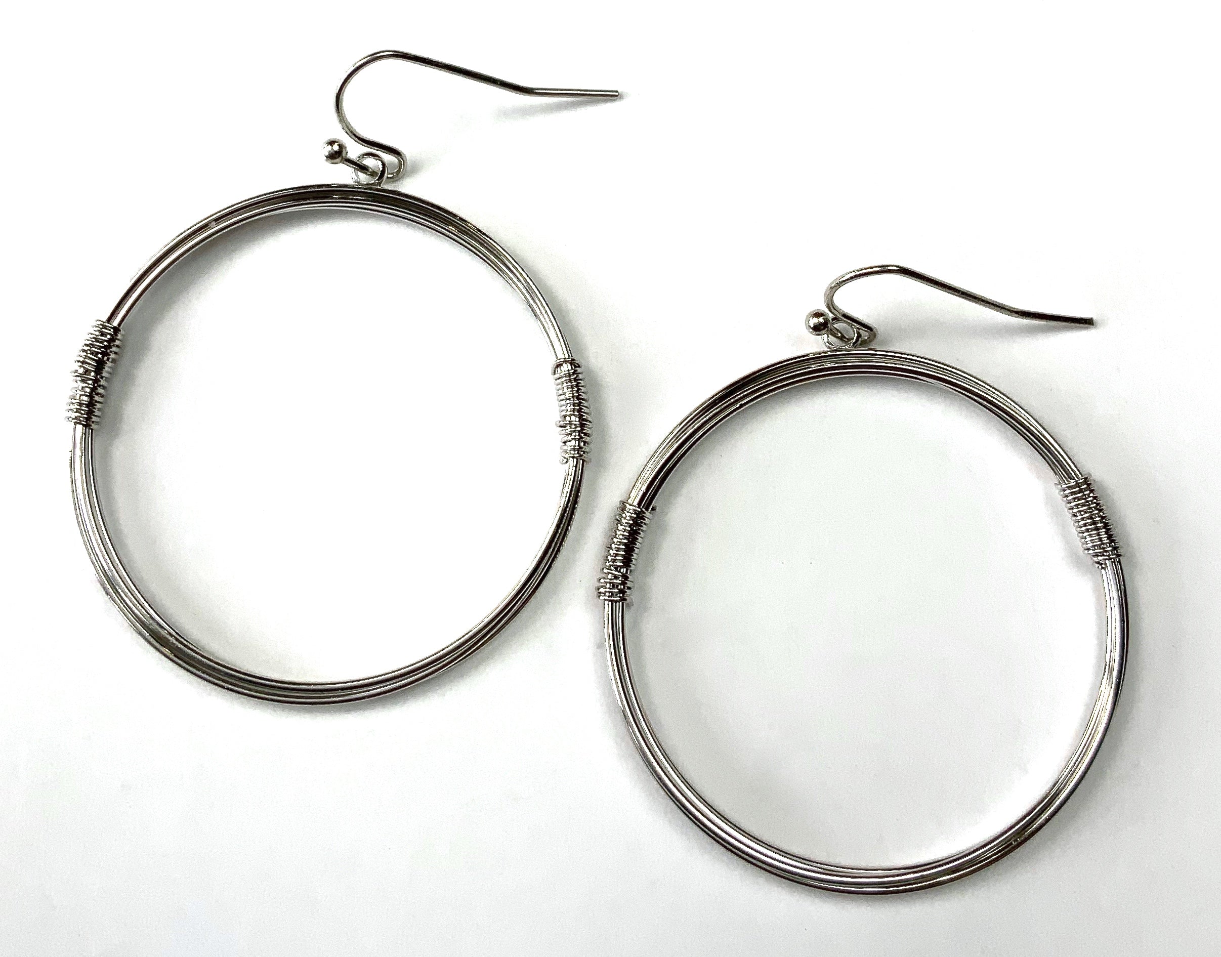 Silver Wrapped Hoop Earrings
