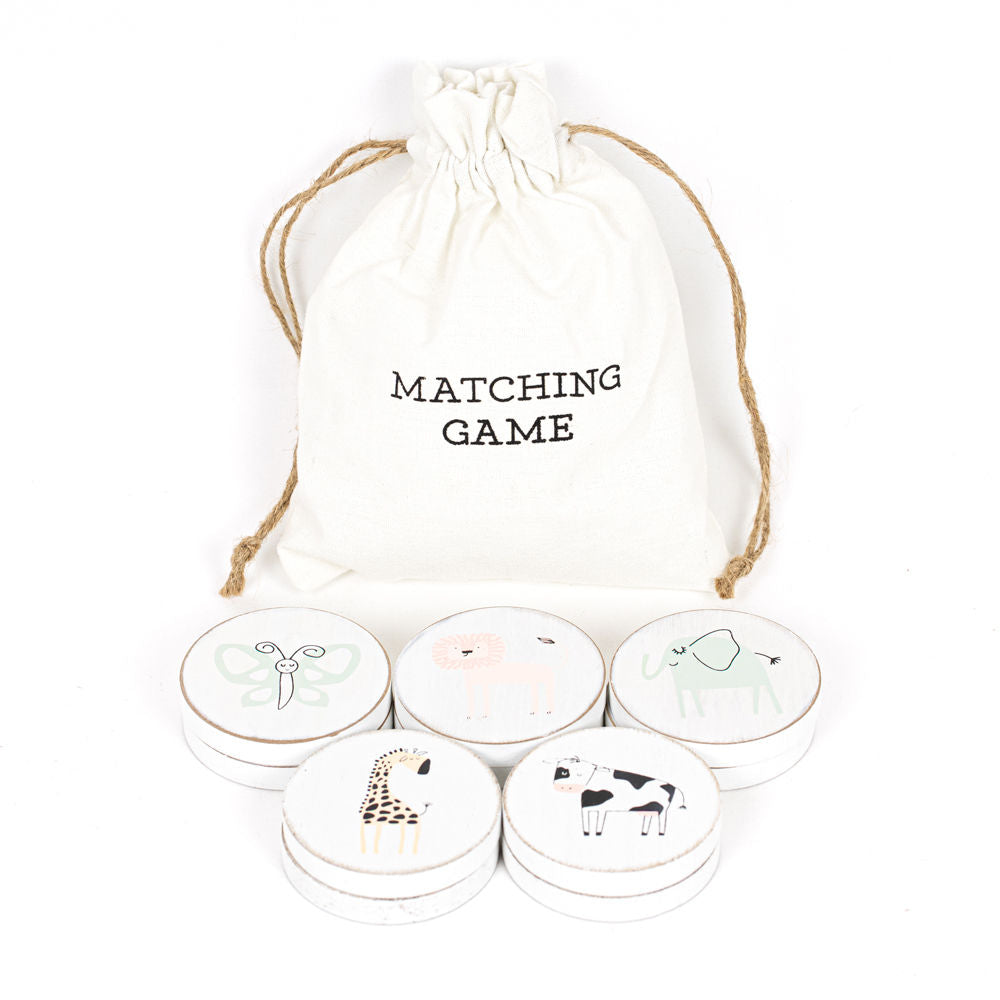 Matching Game Round Wood Tiles & Bag