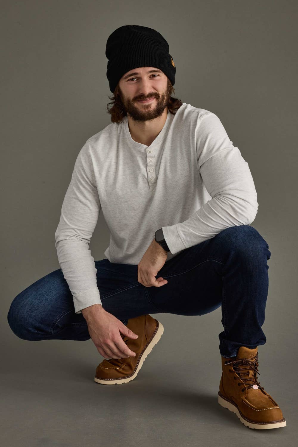 Men's Black Antler Knit Beanie