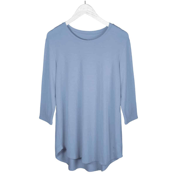 Milky Blue Ladies 3/4 Sleeve Luxe Lounge Top