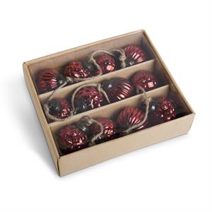 Mini Red Mercury Glass Round Ornament Set