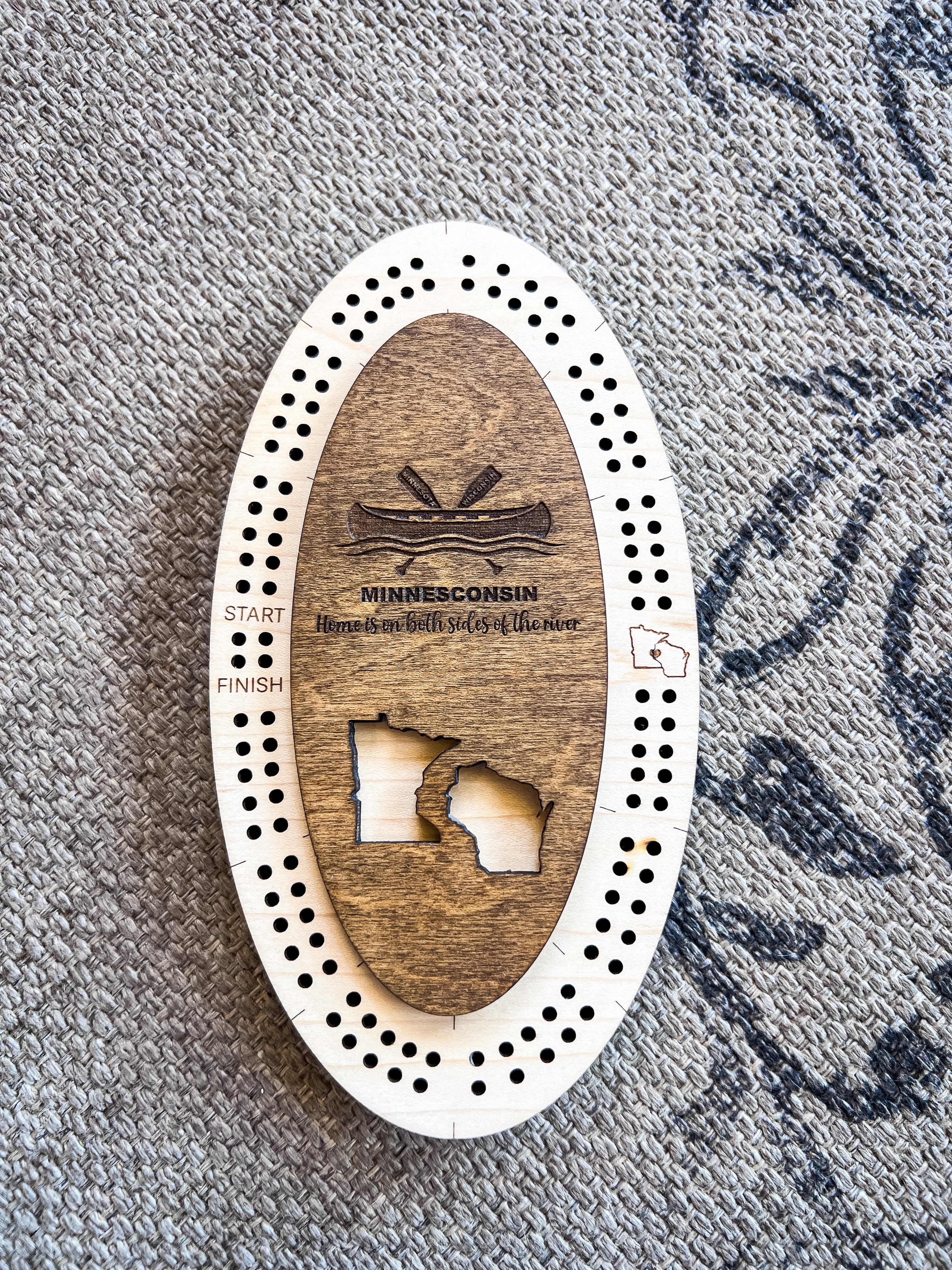 Minnesconsin Handmade Wood Cribbage Board