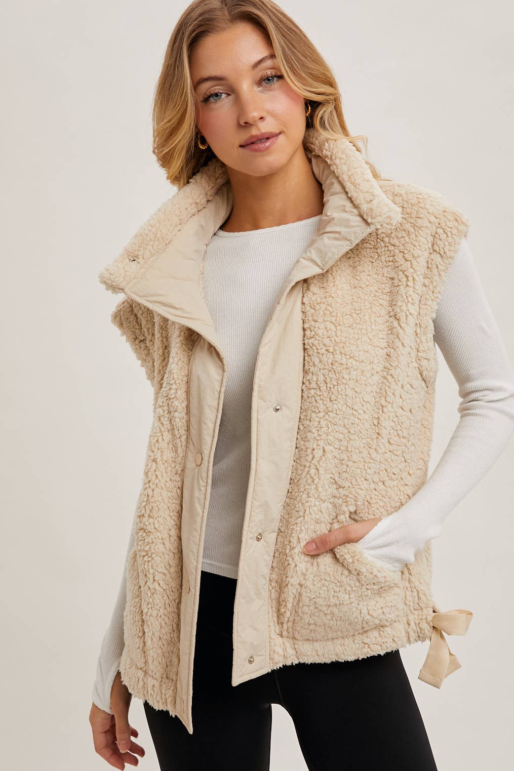 Mock Neck Sherpa Vest