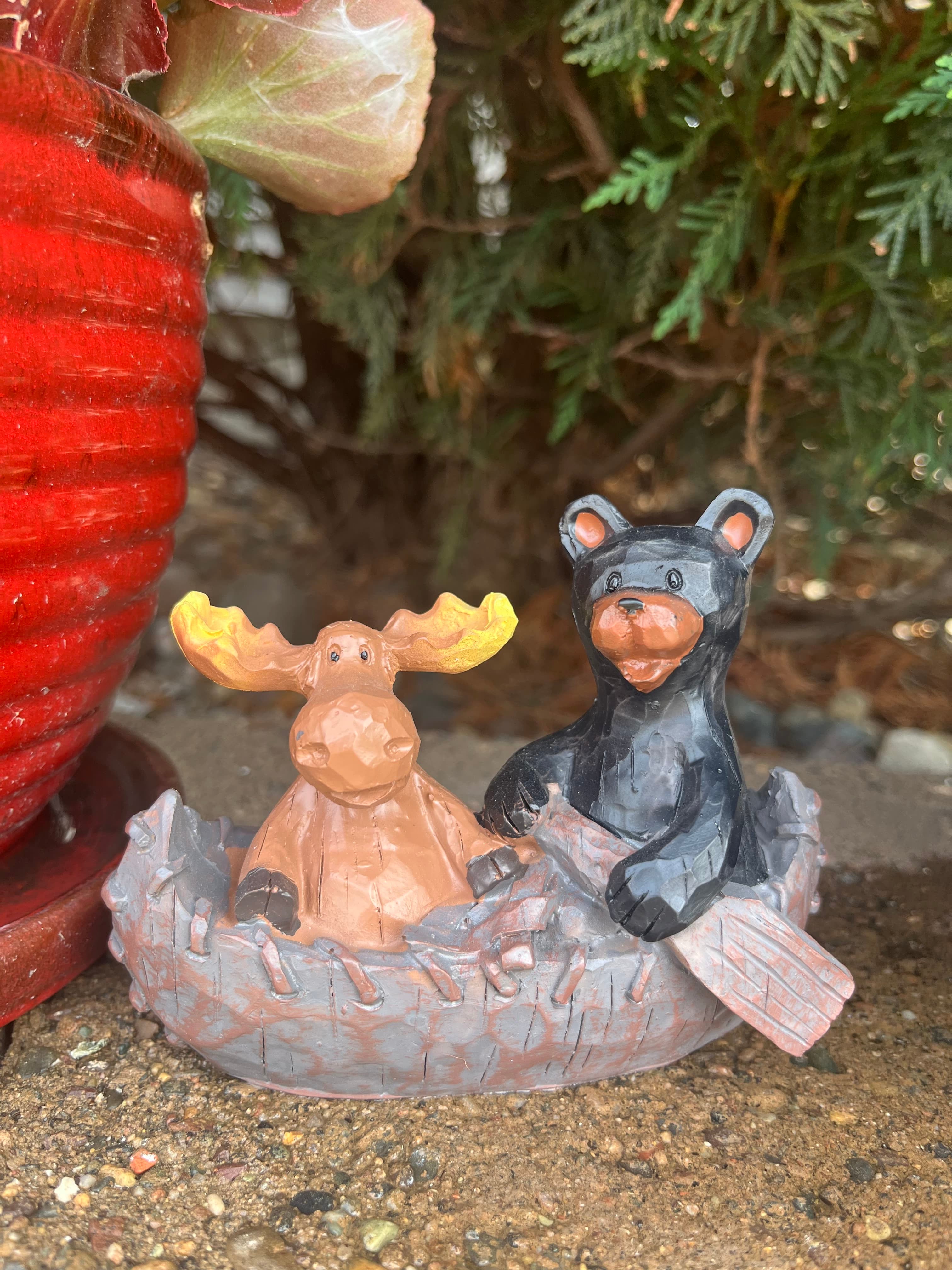Moose & Bear in Canoe