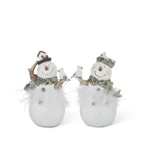 Nature & Friends White Glittered Snowmen