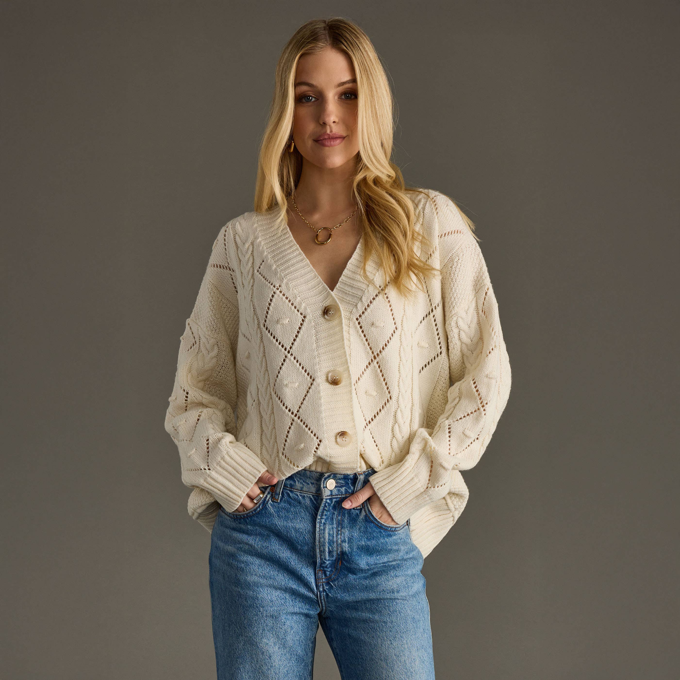 Nina Cream Button Up Cardigan