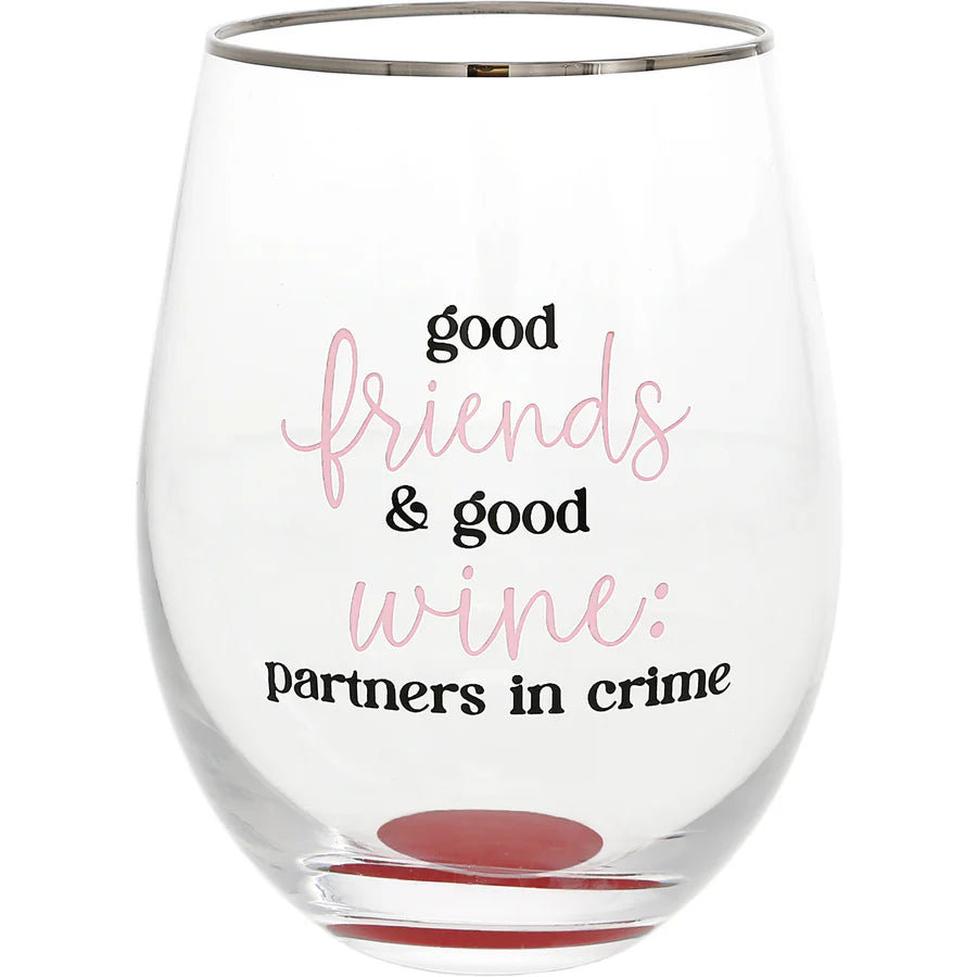 Partner In Crime Gift Boxed 18 oz Stemless Wine Glass